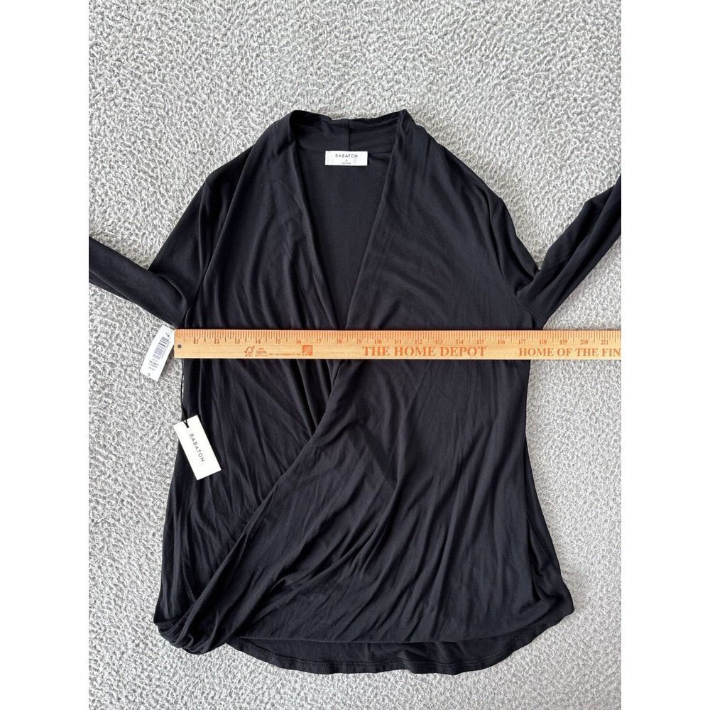 Aritzia Babaton Mehmet‎ T-Shirt Womens Small Drape Front Black Long Sleeve NEW - Picture 6 of 11